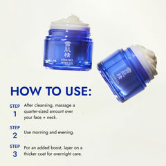 SEKKISEI Herbal Gel sleeping mask use suggesting overnight hydration.