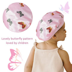 Selalu satin-texture bonnet with adjustable band stays secure overnight.