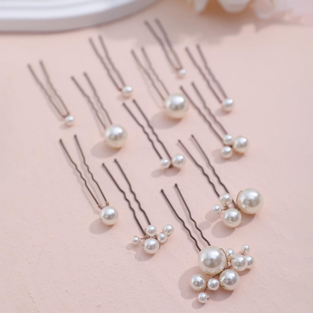 SELFCLOUD bridal pearl hair pin displayed on a wedding hairstyle for versatile updos.
