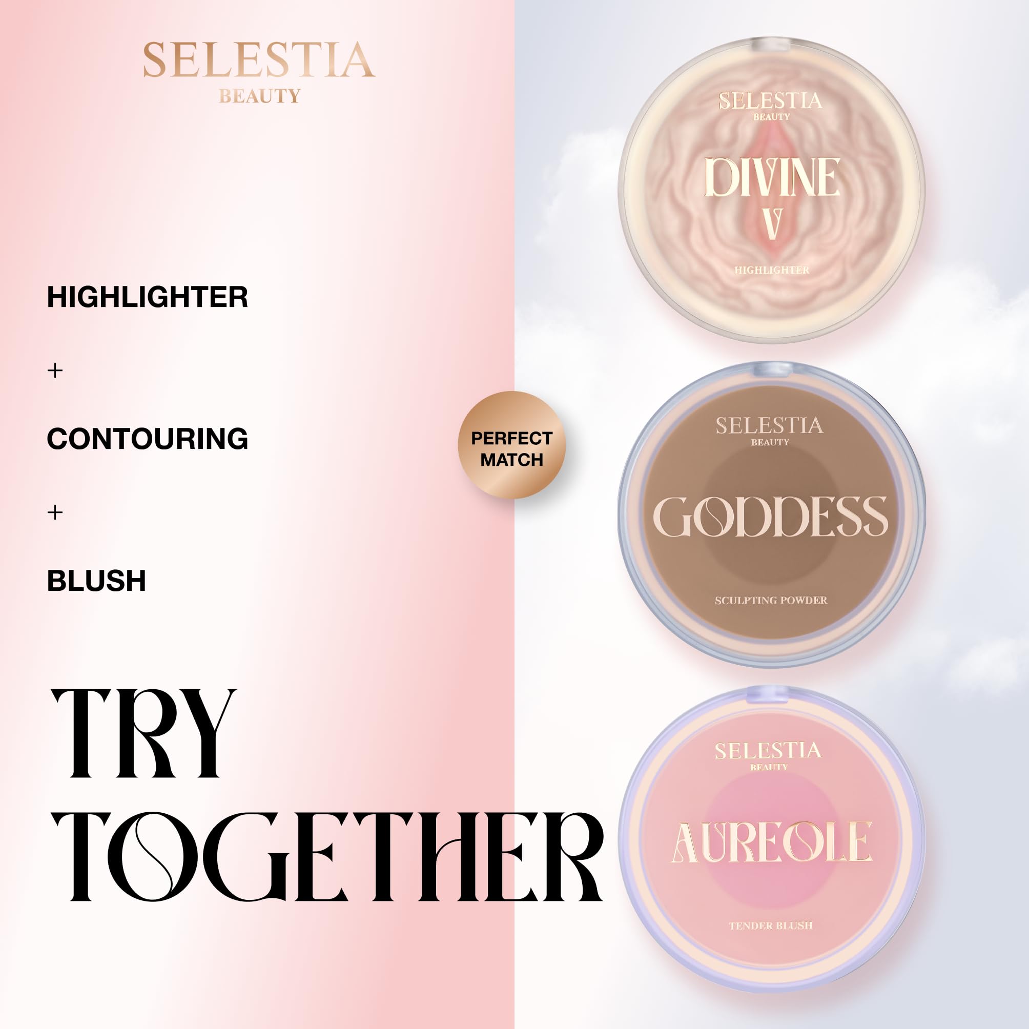 SELESTIA BEAUTY Divine V fine shimmer particles catch light