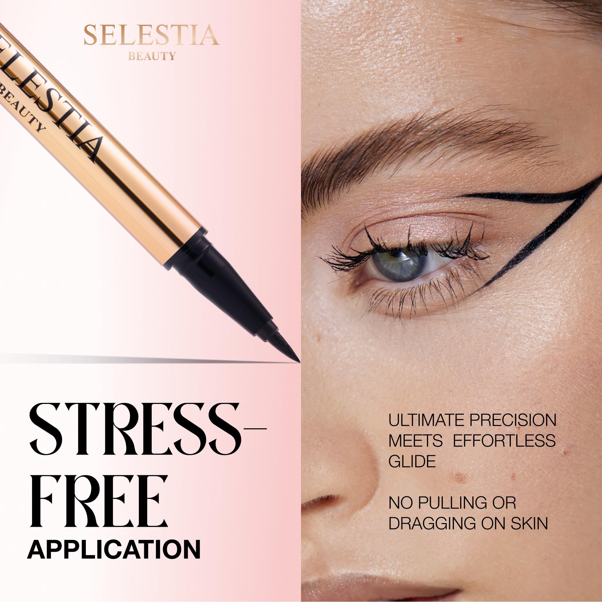 SELESTIA BEAUTY Queen Cobra precise-tip showcases effortless winged liner potential