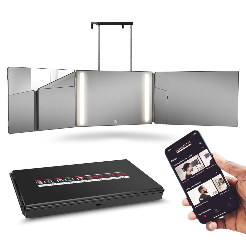 Self-Cut System 3 Way Mirror 360 visibility aids even fades and precise lines.