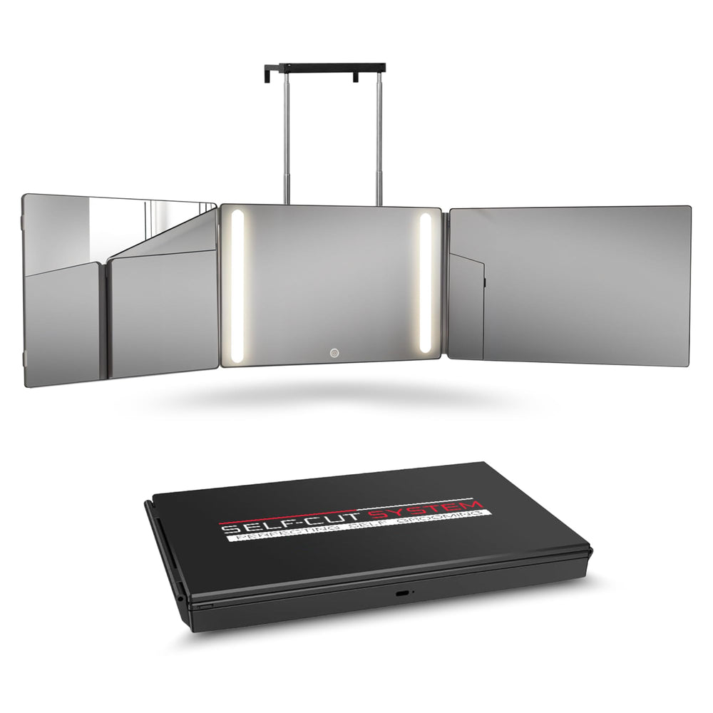 Self-Cut System 3 Way Mirror app access offers guided tutorials and technique tips.