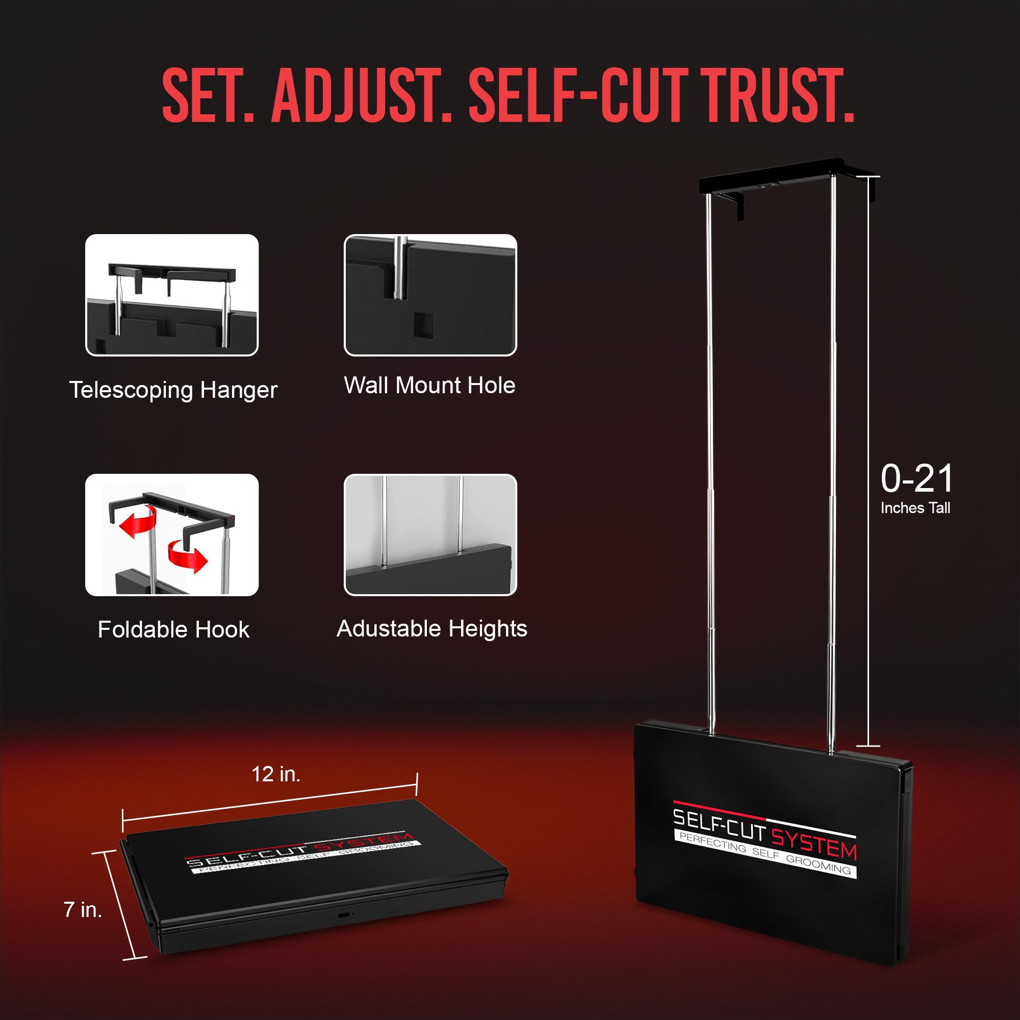 Self-Cut System 3 Way Mirror back view highlighting full 360-degree visibility.