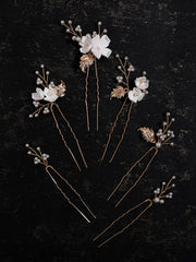 SELFCLOUD gold leaf design enhances wedding hairstyle with subtle shimmer