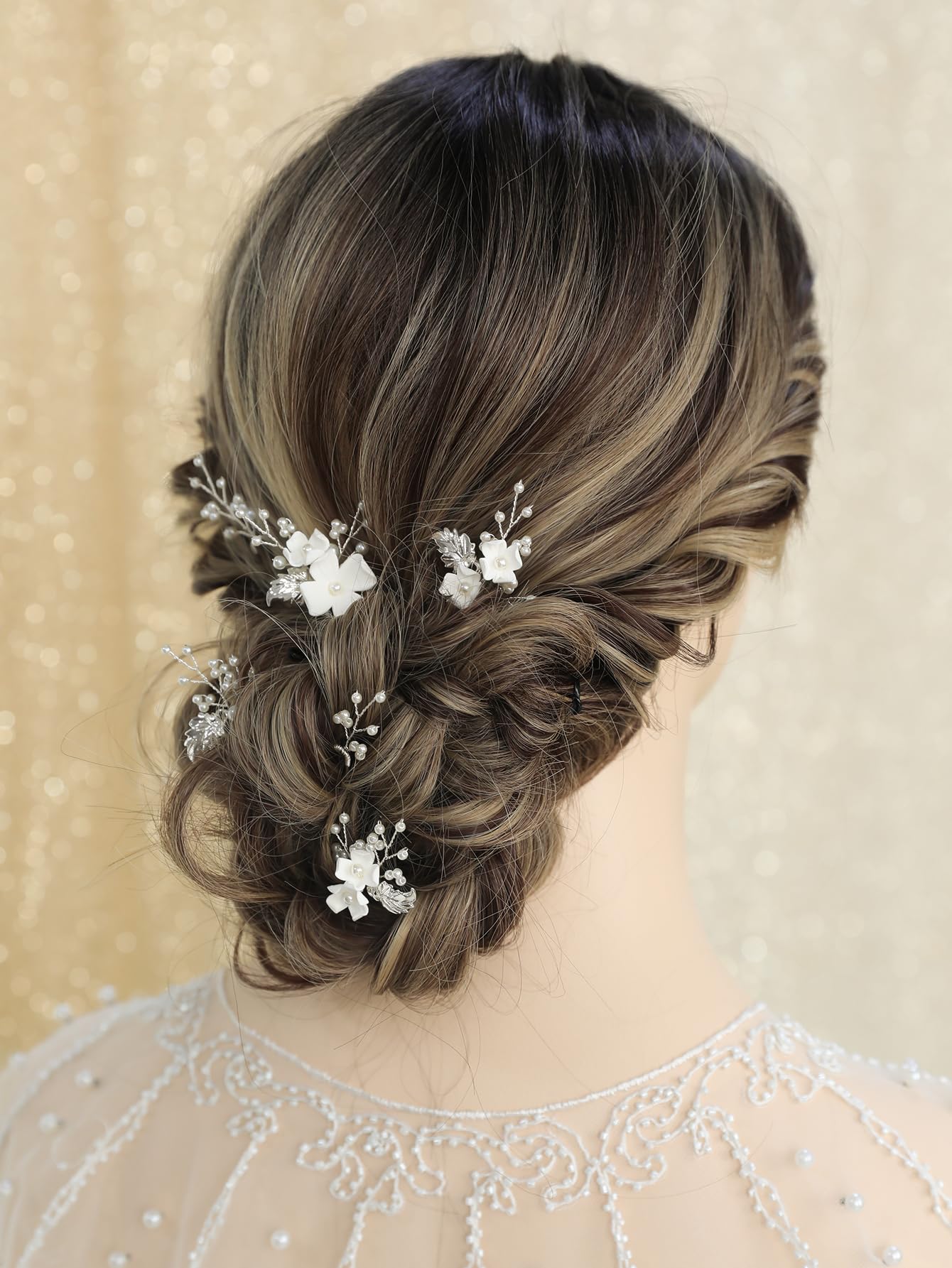 SELFCLOUD wedding hair pins set complements bridesmaids and dresses.