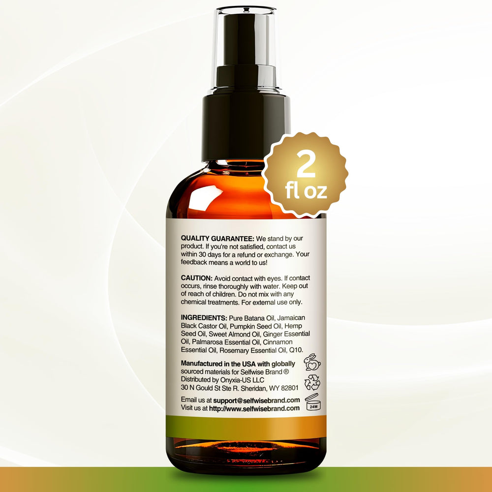 SELFWISE Batana Oil close-up with spoon emphasizes purity and premium organic sourcing.