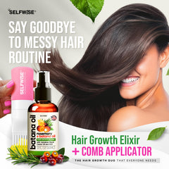 SELFWISE Batana Oil ingredient label highlights rosemary and castor for scalp vitality.