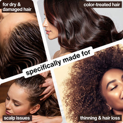 SELFWISE Batana Oil on scalp during massage demonstrates deep moisturization without greasiness.