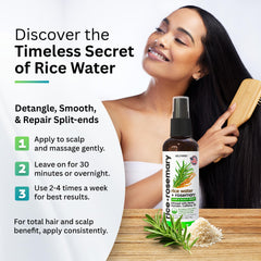 SELFWISE Rice Water Spray misting damp hair for lightweight leave-in care.