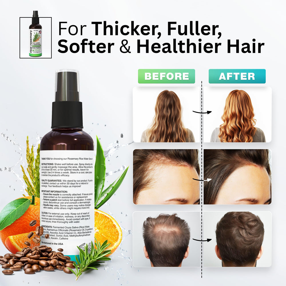 SELFWISE Fermented Rice Water Spray ingredients label emphasizes keratin and biotin.