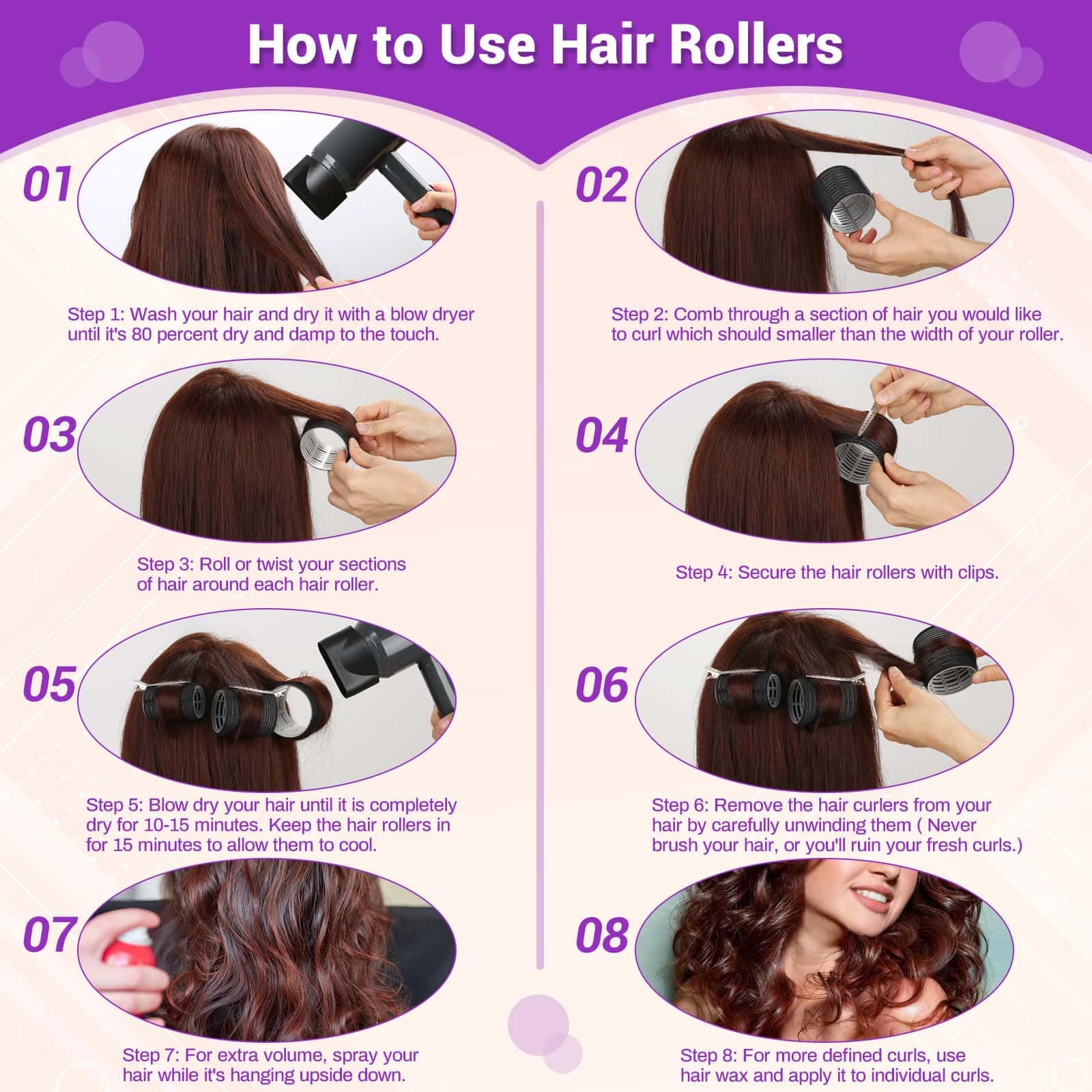 Selizo roller set used on damp hair for best bounce.