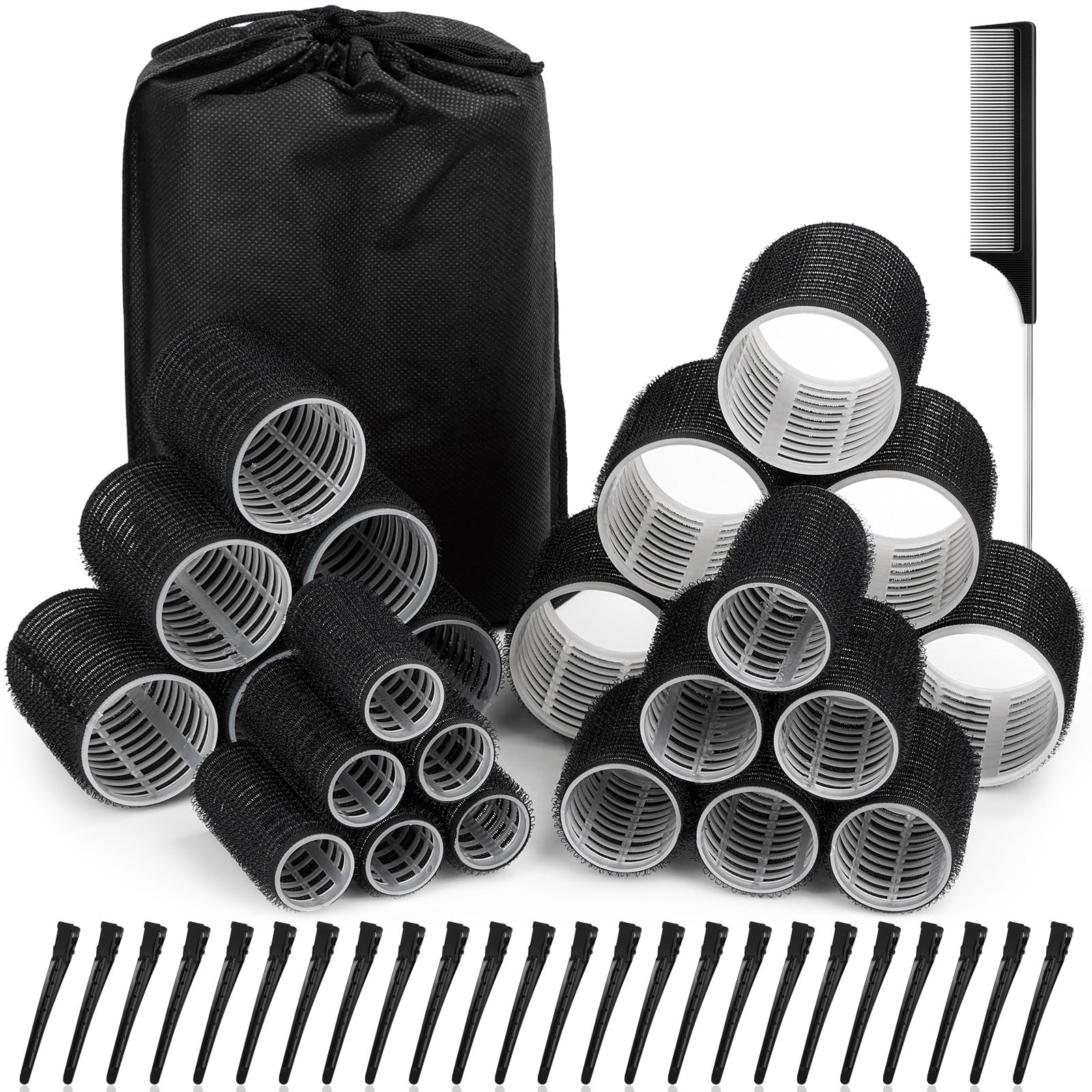 Selizo hair roller set four sizes close-up for versatile curls.