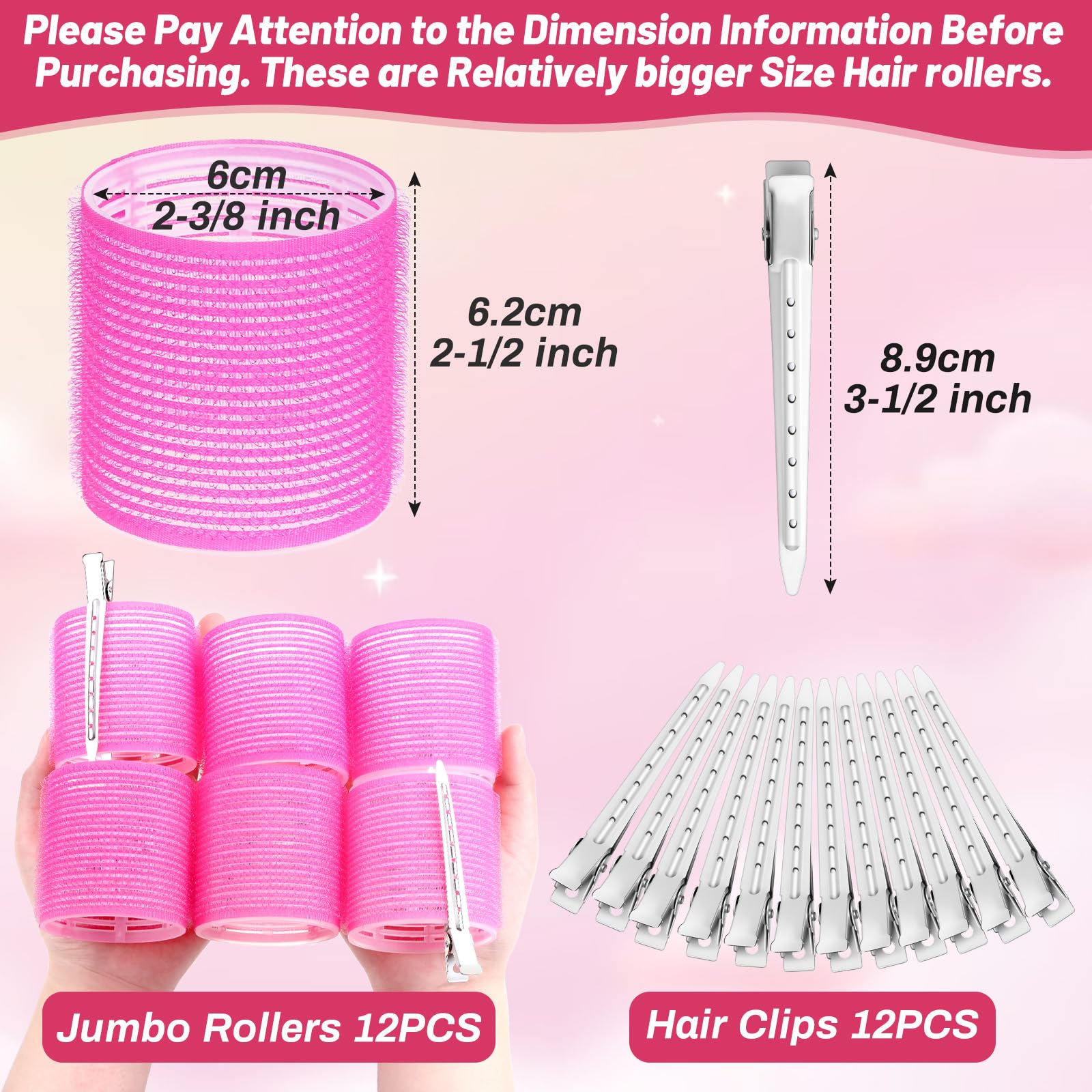 Selizo hot pink rollers close-up highlighting jumbo size for salon-style curls