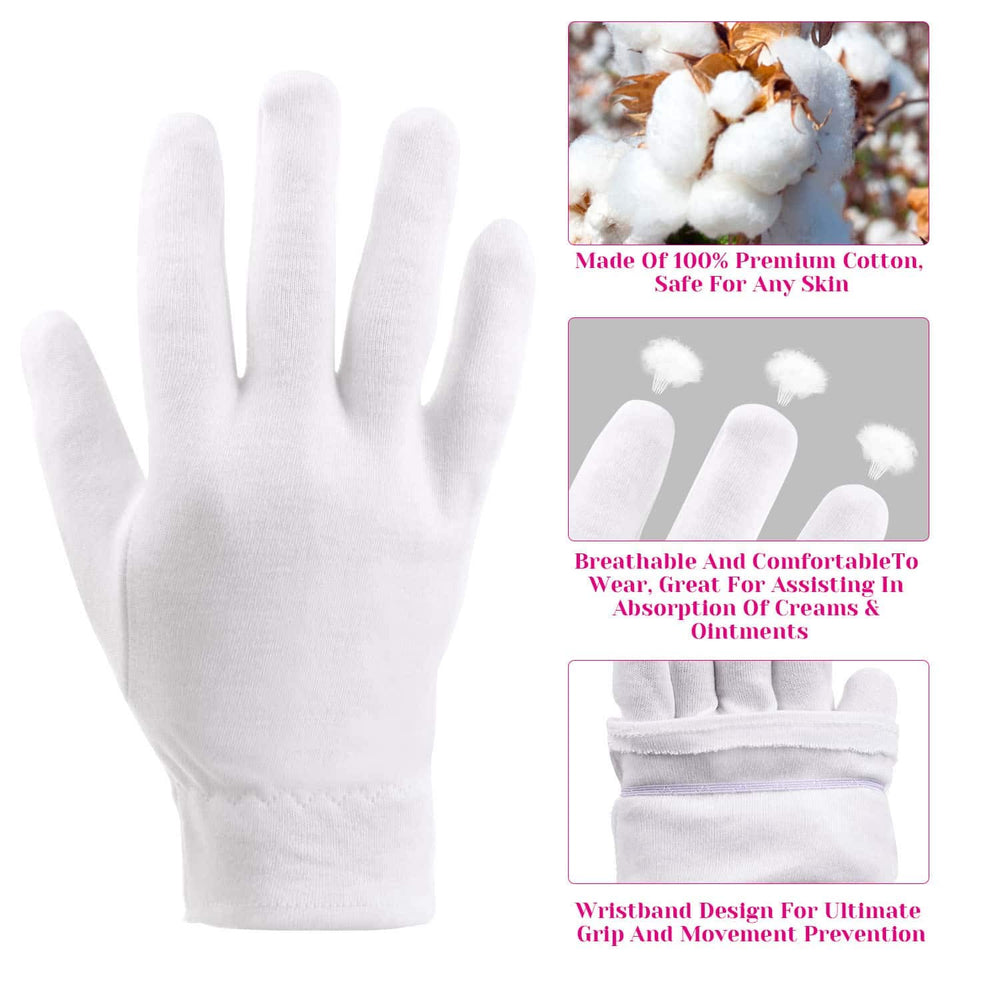 Selizo white cotton gloves fabric detail soft texture for dry hands