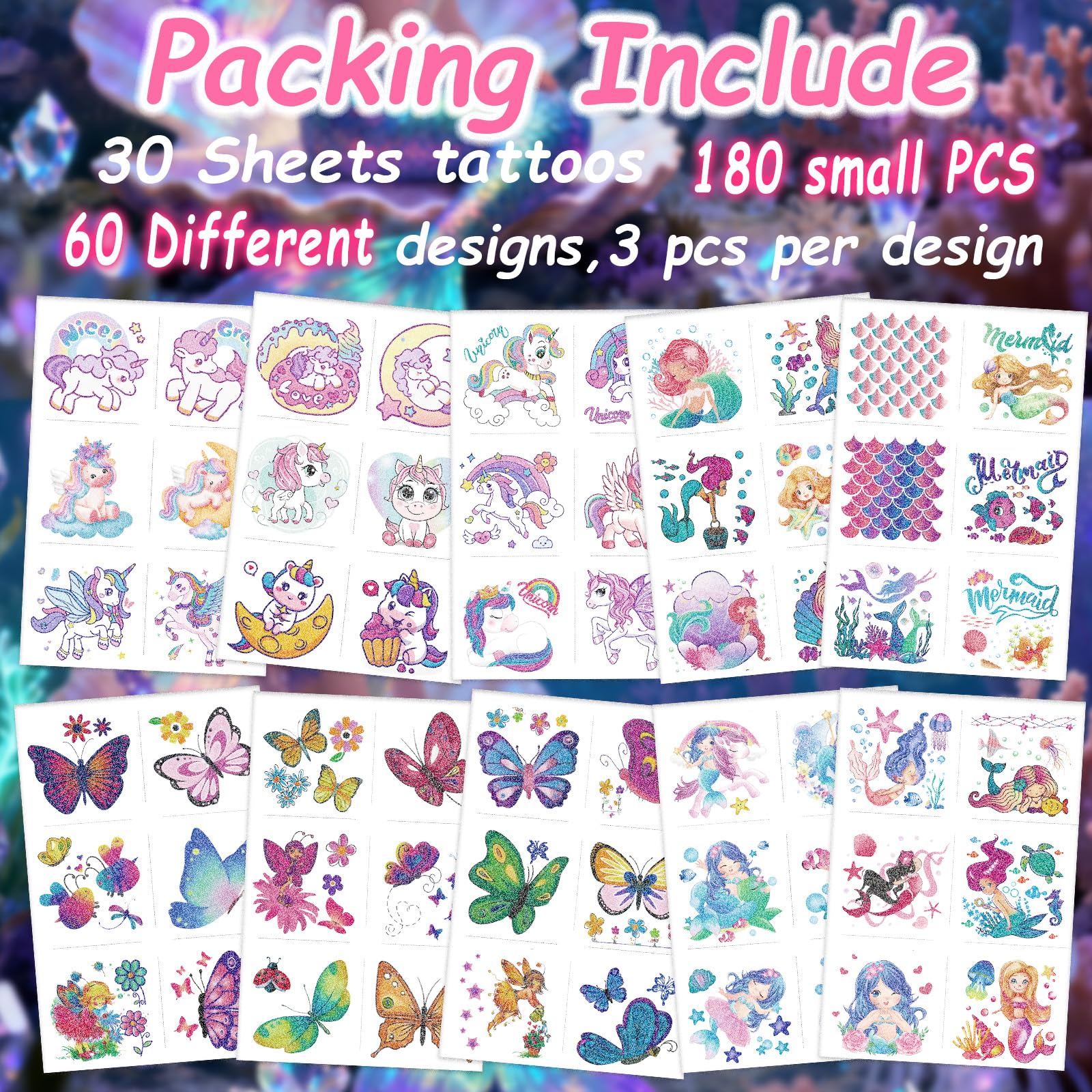 Sellentduct glitter tattoos unicorn designs offer safe glam for birthdays and storytelling.
