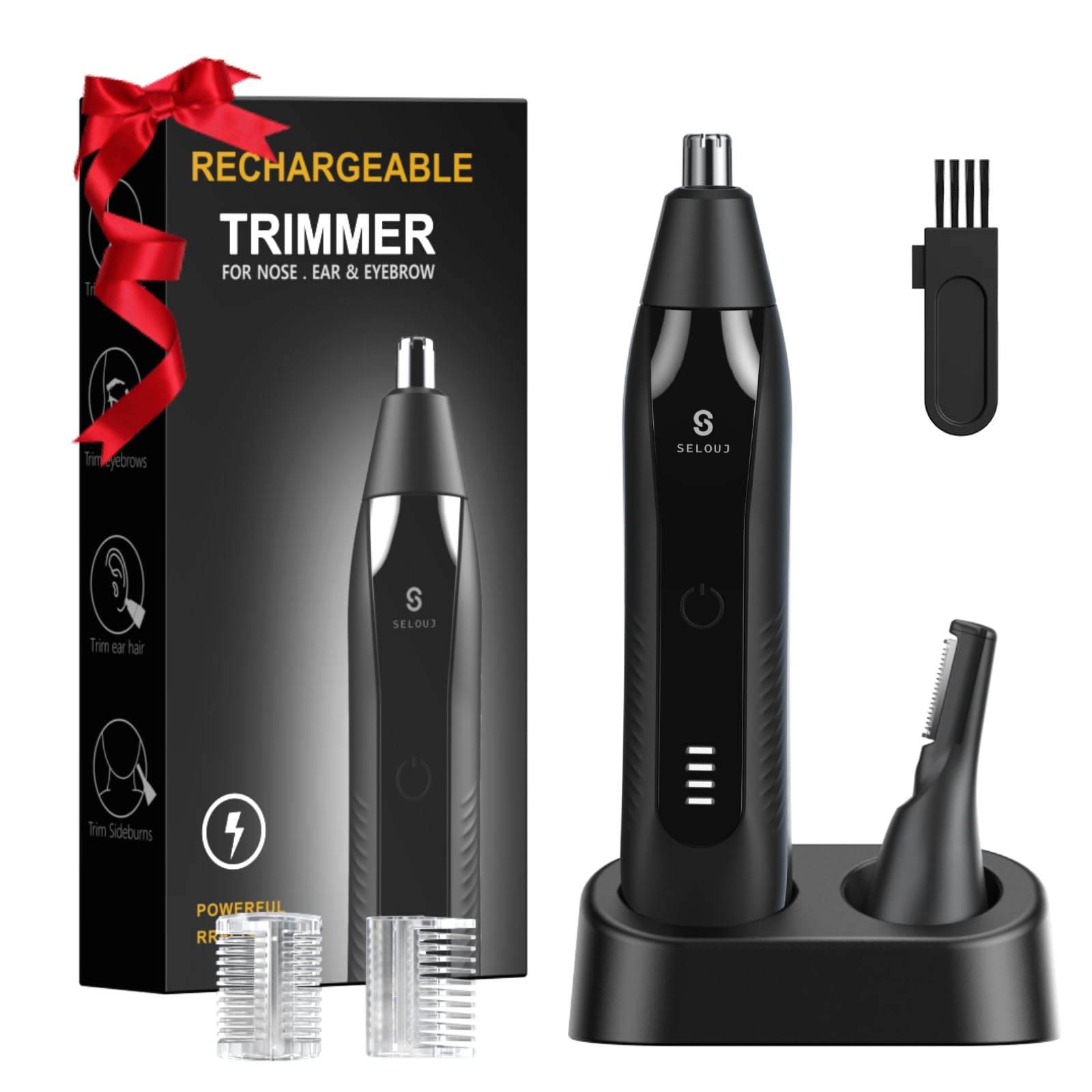 Selouj nose-ear-trimmer-heads enable precise, painless grooming with interchangeable heads.
