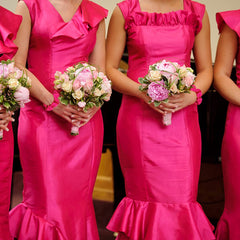 Semato satin scrunchies hot pink on-hand photo highlights stretchable comfort