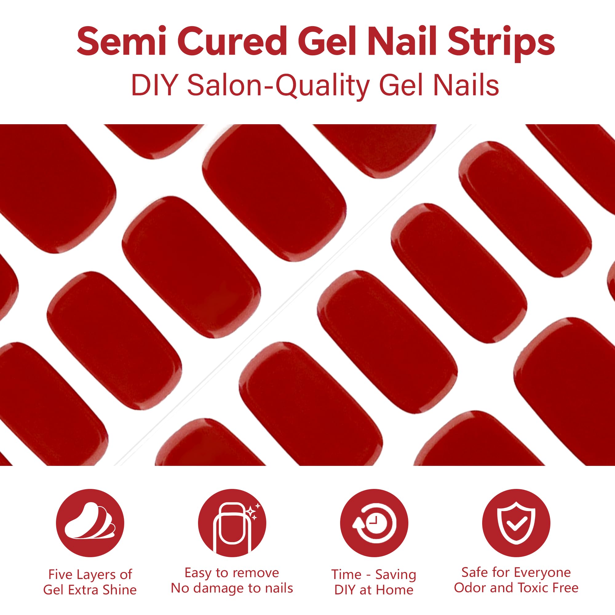 Seminca gel strips with salon-gloss finish for a polished look.