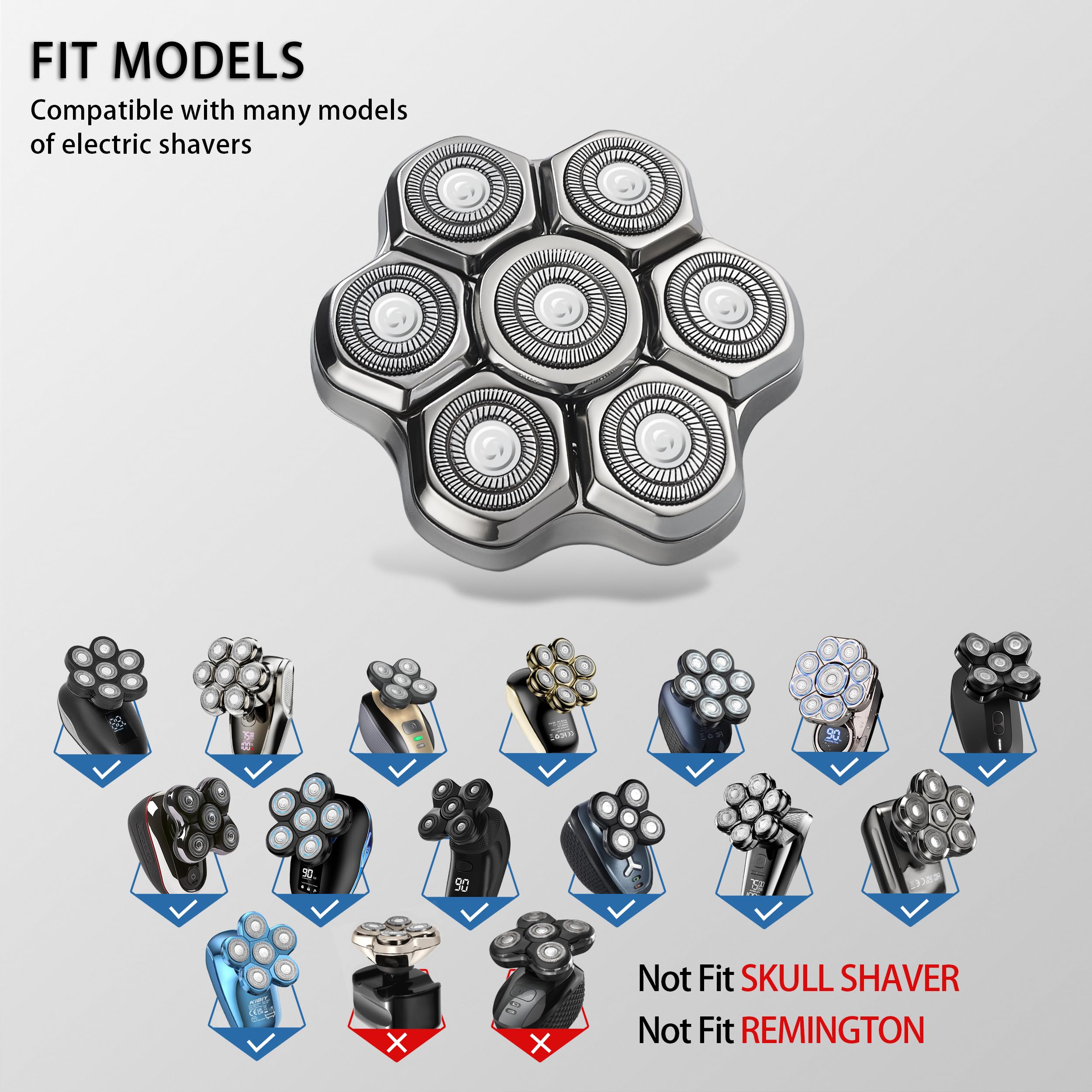 Seminhoof 7msilver universal head shaver wide view highlights flexible contouring