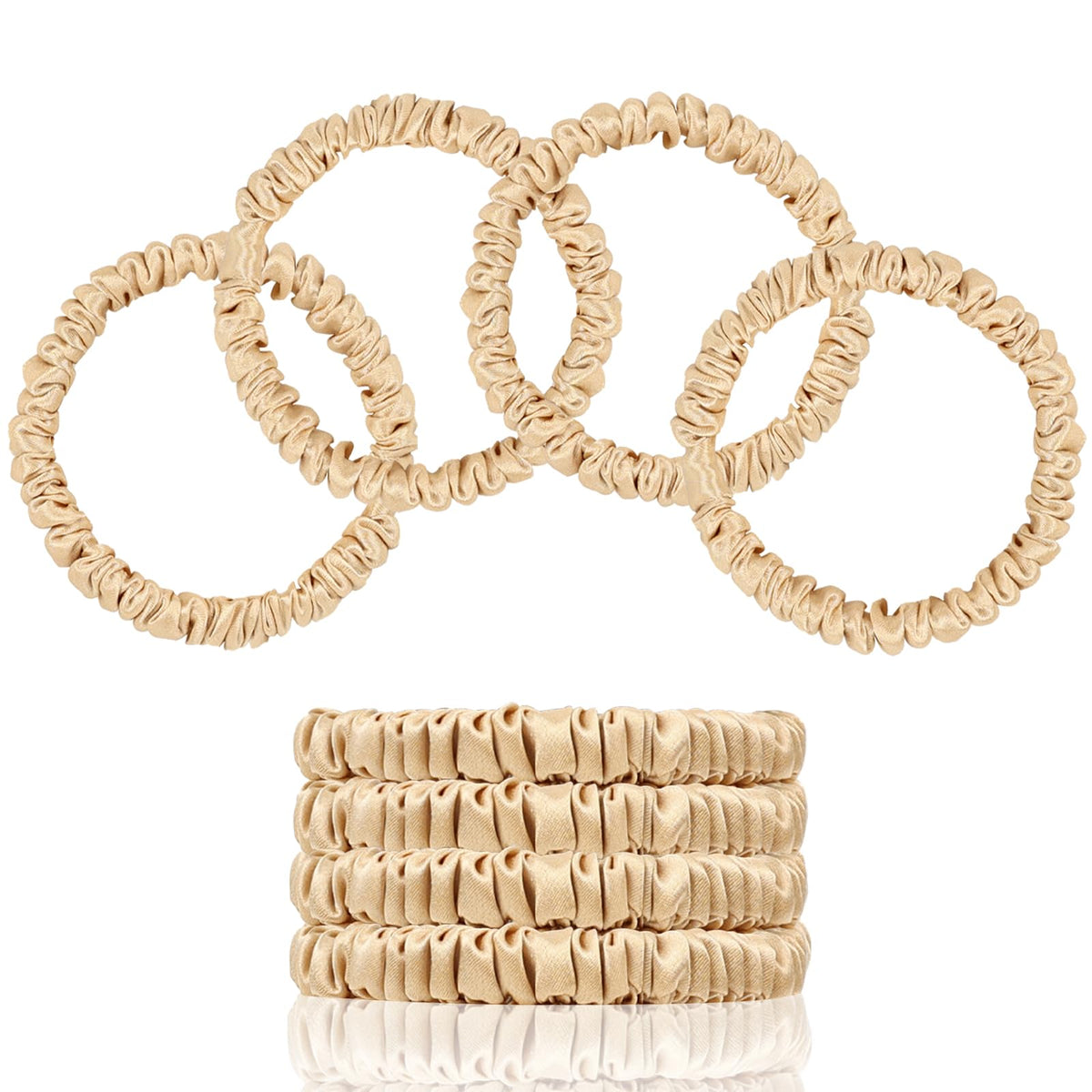 SEMRUE mulberry silk hair ties close-up, premium 22 momme fabric for gentle protection.