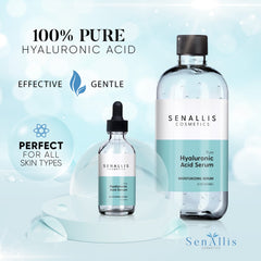 SenAllis Hyaluronic Serum travel-size 2oz bottle ready for on-the-go hydration.