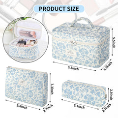 Senbowe floral makeup bag set medium dimensions highlighted for compact travel storage and easy access