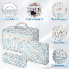 Senbowe floral makeup bag set small compact view ideal for purse-side cosmetics and touch-up kits