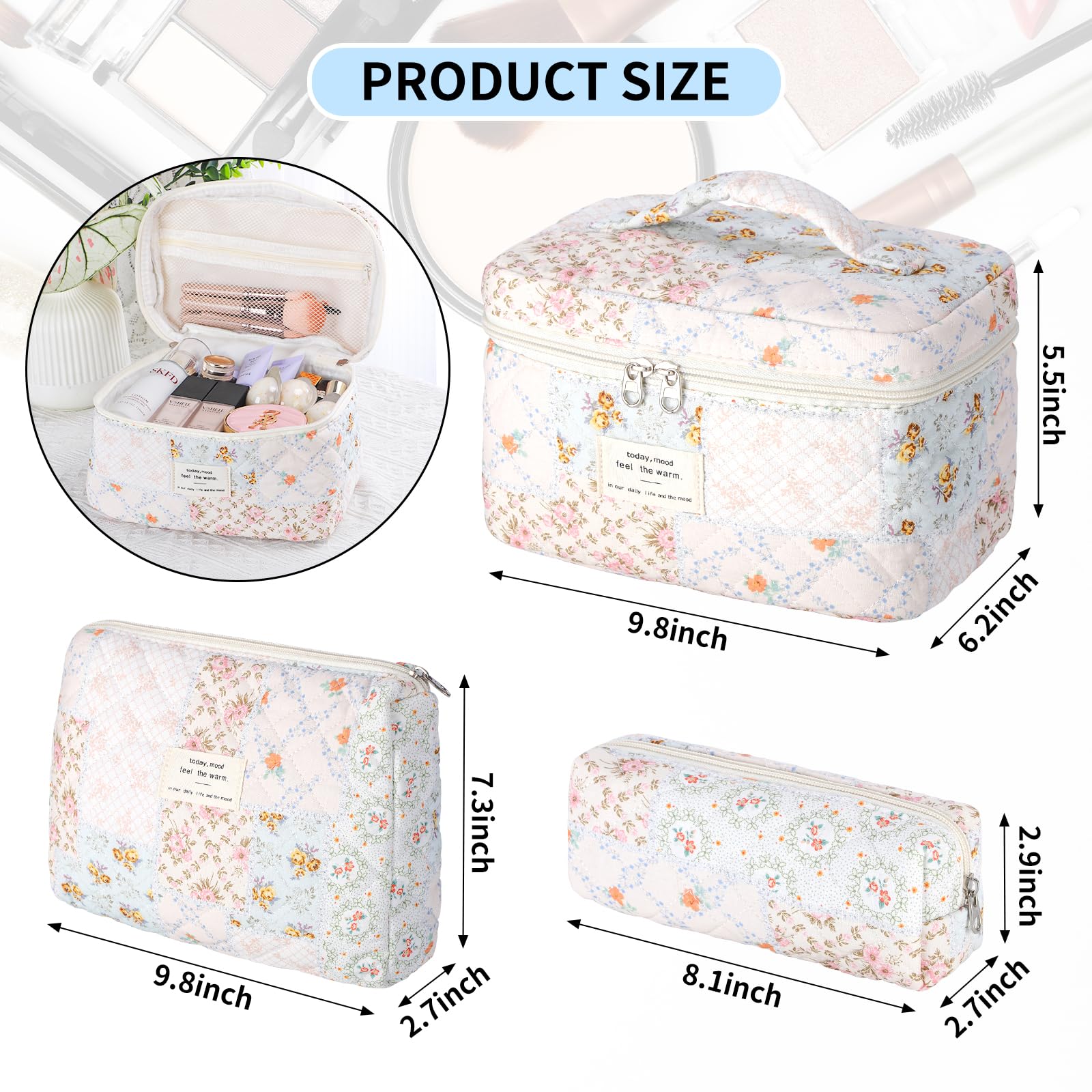 Senbowe floral-pattern closeup showcases soft cotton quilted texture and vibrant design.