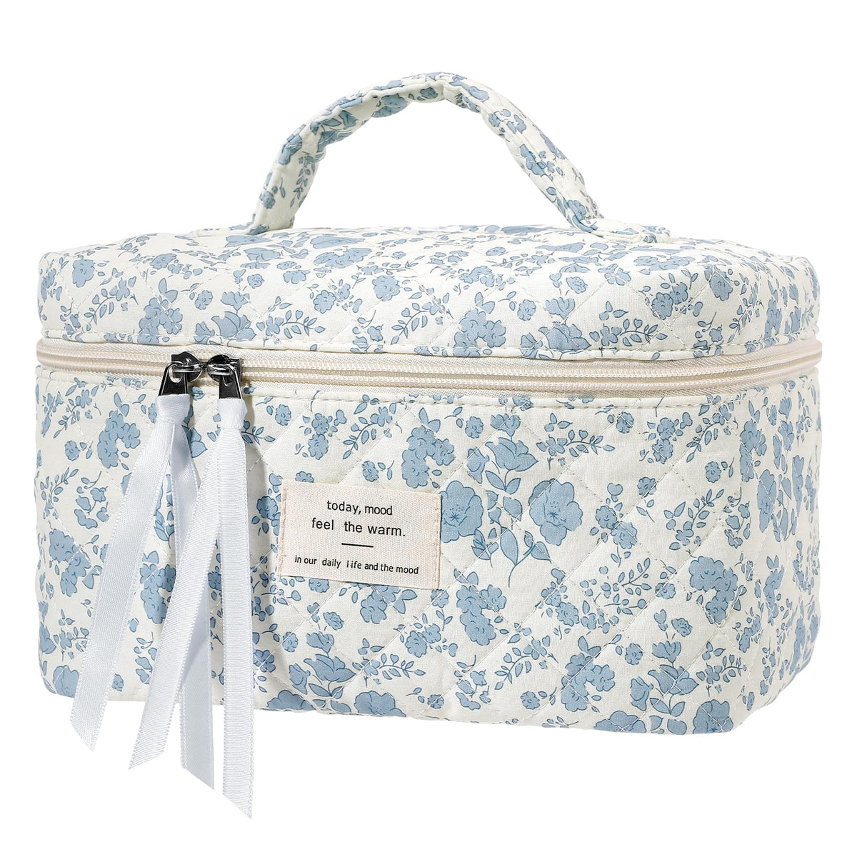 Senbowe large quilted makeup bag front view for organized travel and style.