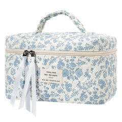 Senbowe large quilted makeup bag front view for organized travel and style.