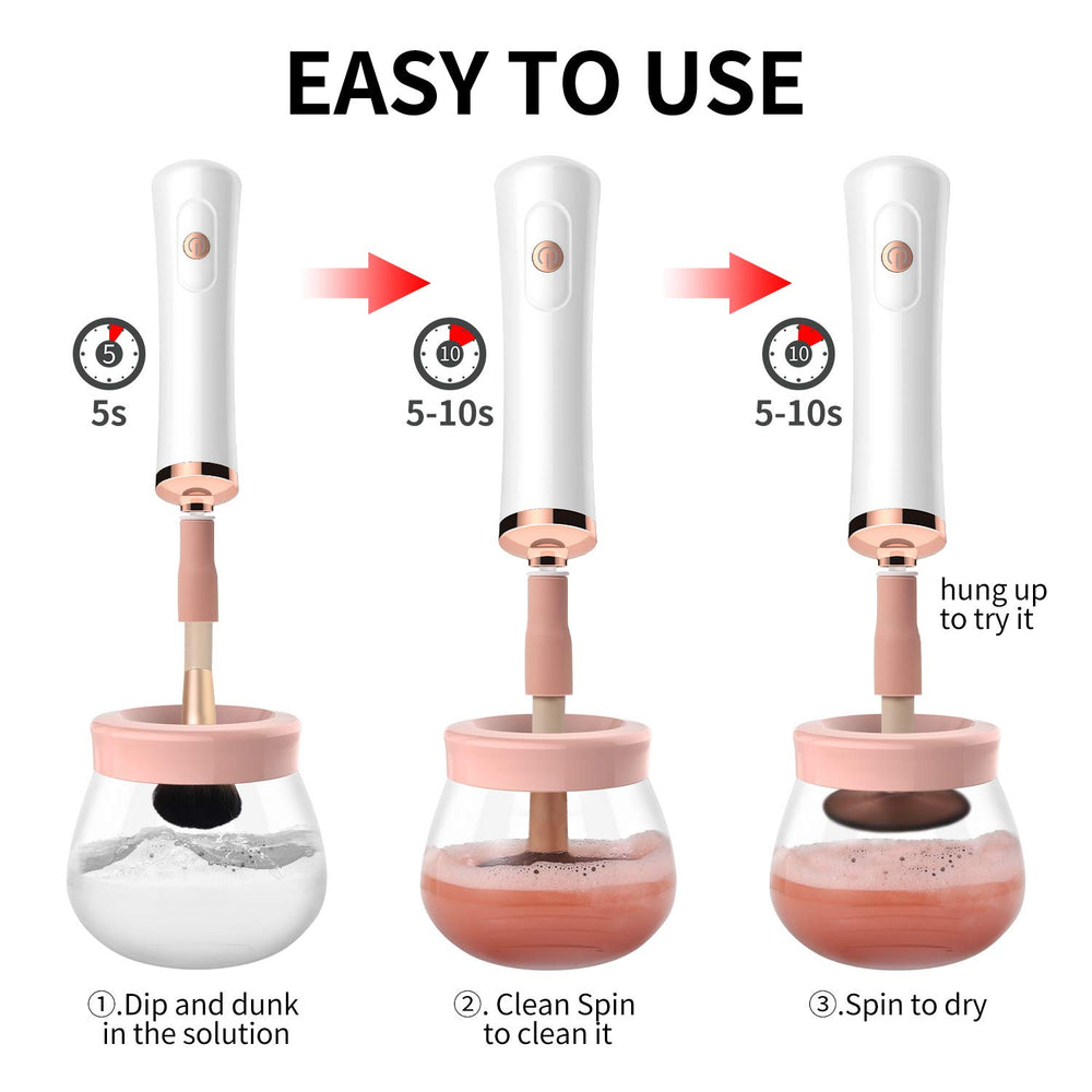 Senbowe spin-to-clean-dry action demonstrates fast brush care.
