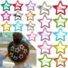 Seneeel 20pcs star hair clips pack with vibrant colors for playful everyday styles.