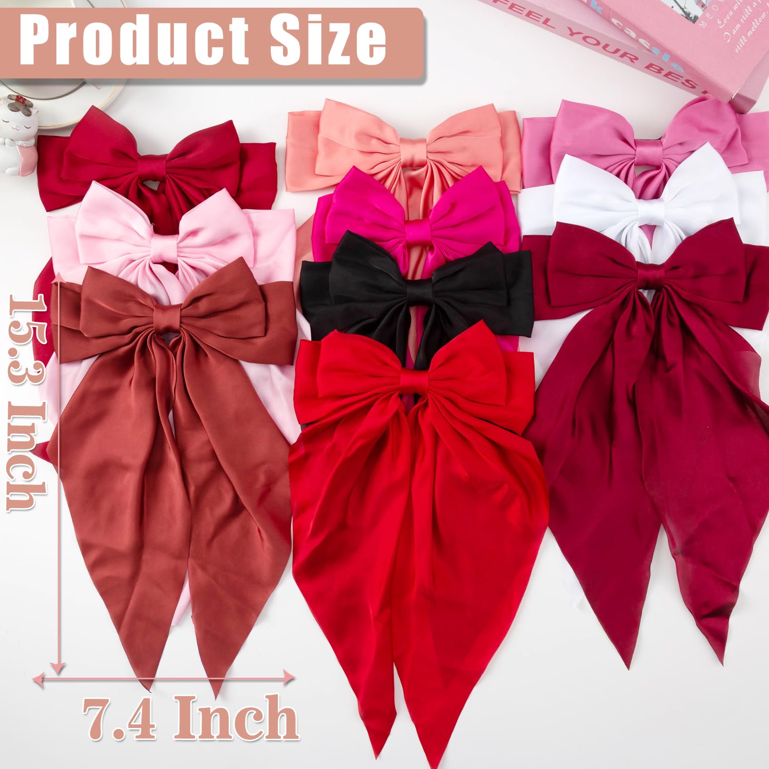 Seneeel Red Series big bows for girls maintains secure hold with a comfortable clasp.