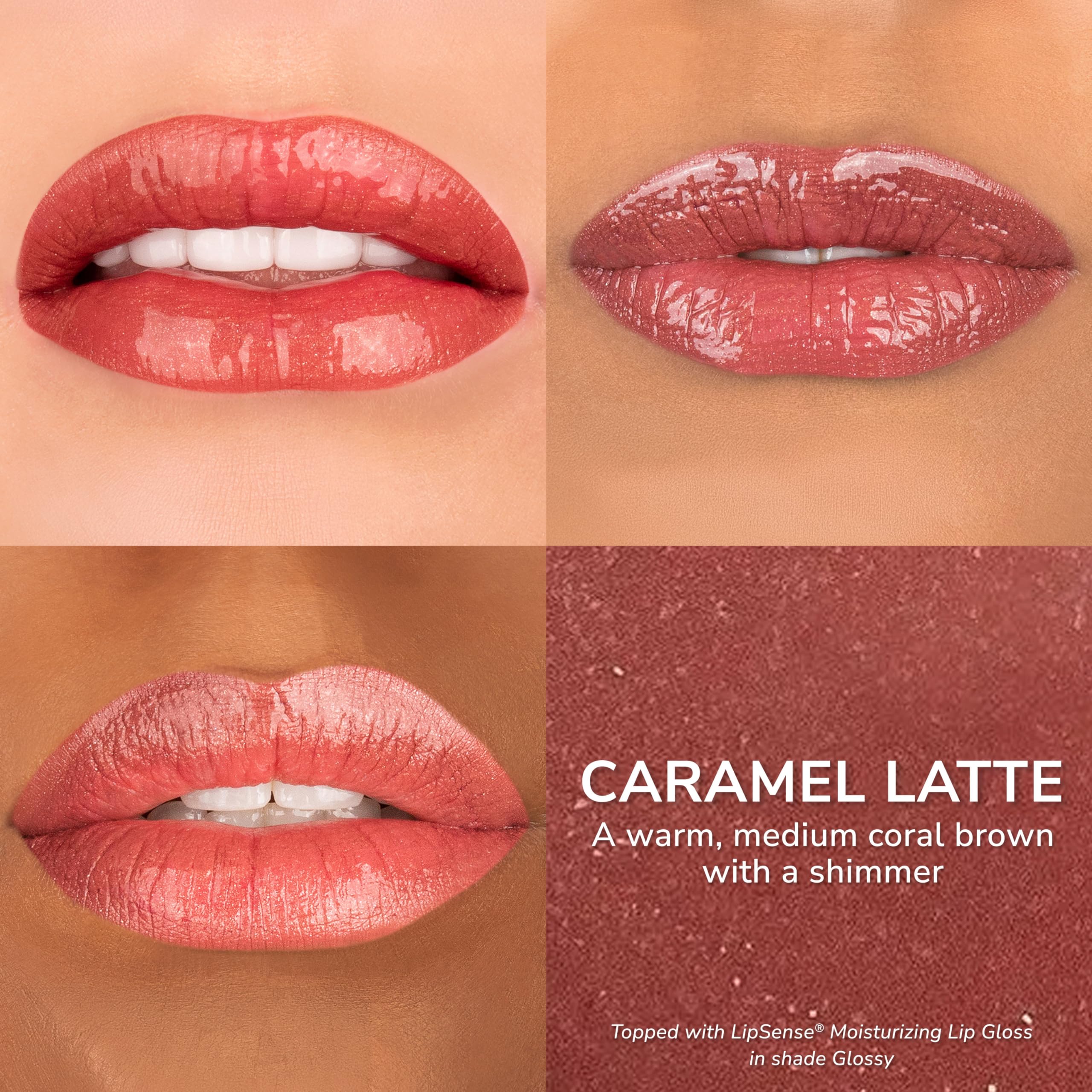 SeneGence LipSense matte-shimmer-frost finishes on lips showcase flexible style options.