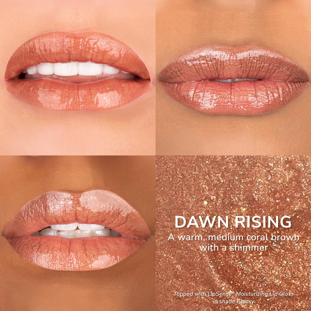 SeneGence LipSense shimmer finish swatch adds subtle radiance.