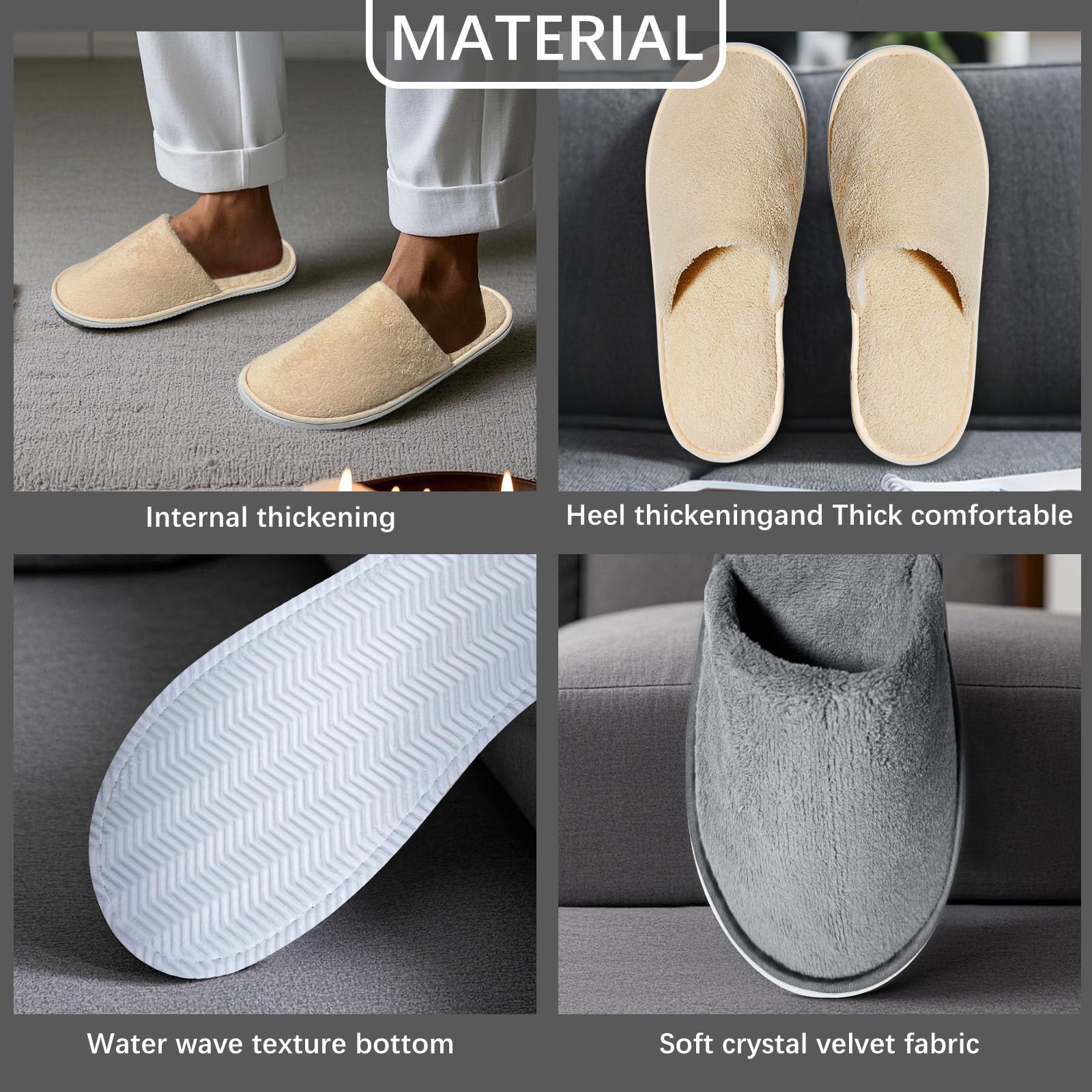 Non-slip EVA soles keep guests safe on wet floors.