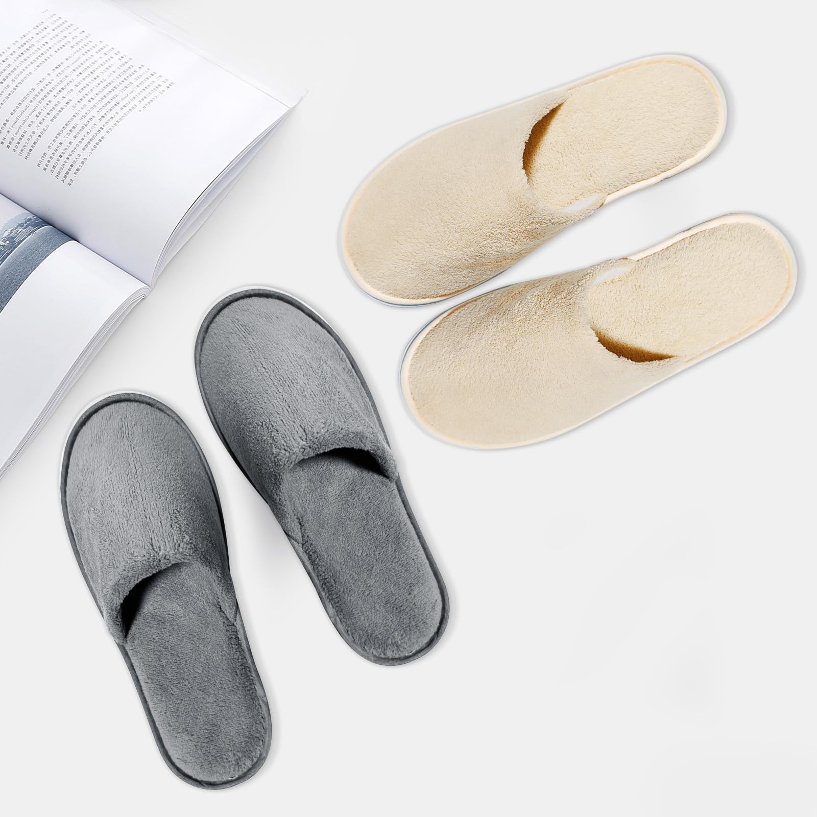 Hotel-room friendly slippers for guests, easy to slip on.