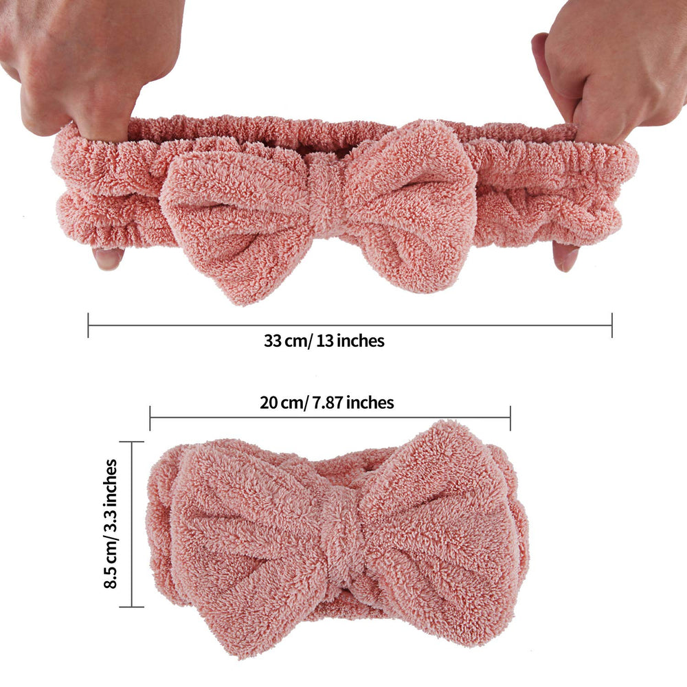 Senkary bow headband pink pack keeps hair away during makeup.