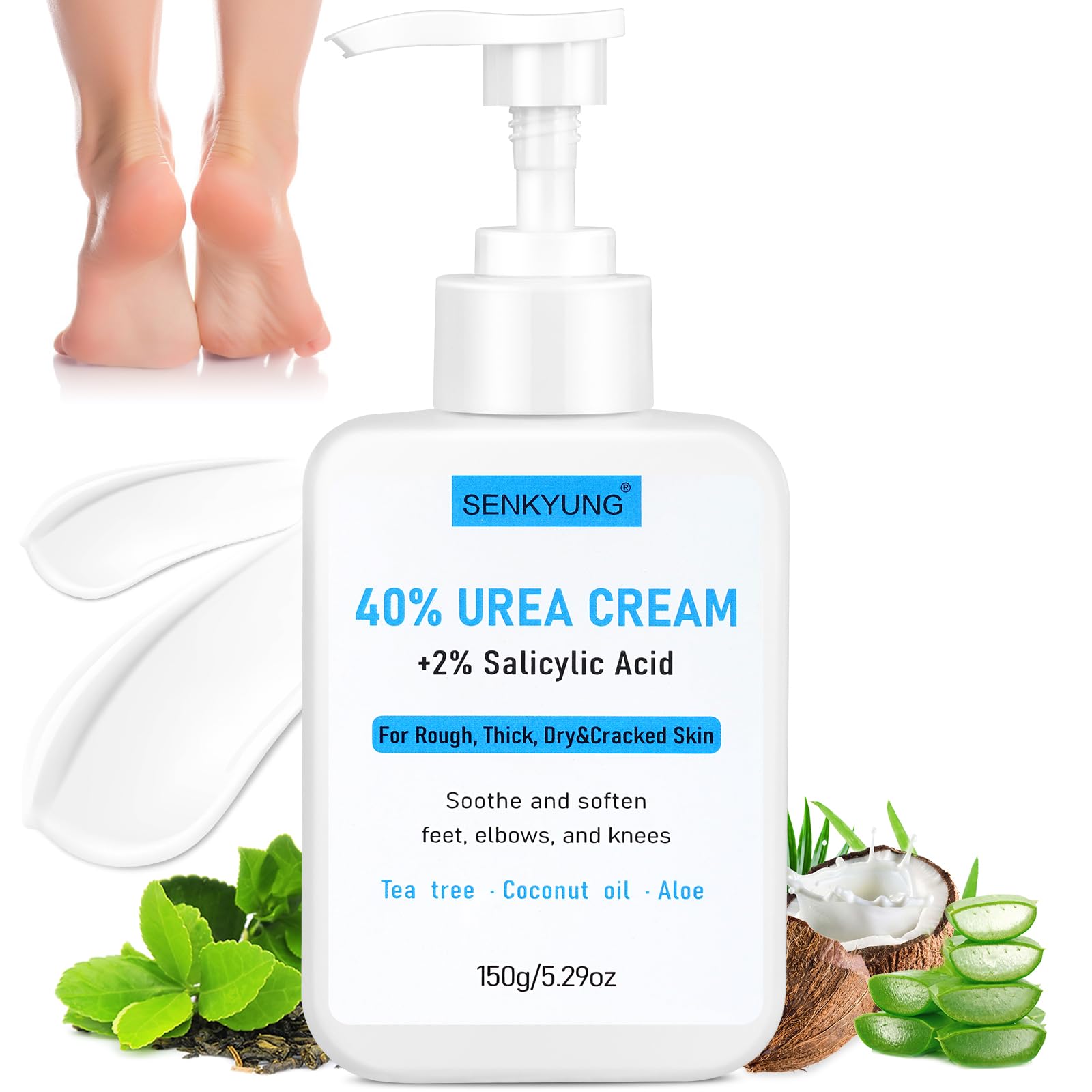 SENKYUNG 40% urea foot cream pump dispensing for easy application on dry skin