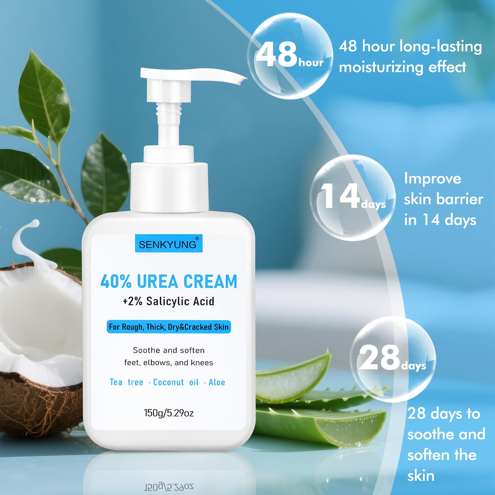 SENKYUNG 40% urea cream close-up texture showing smooth, hydrated skin feel