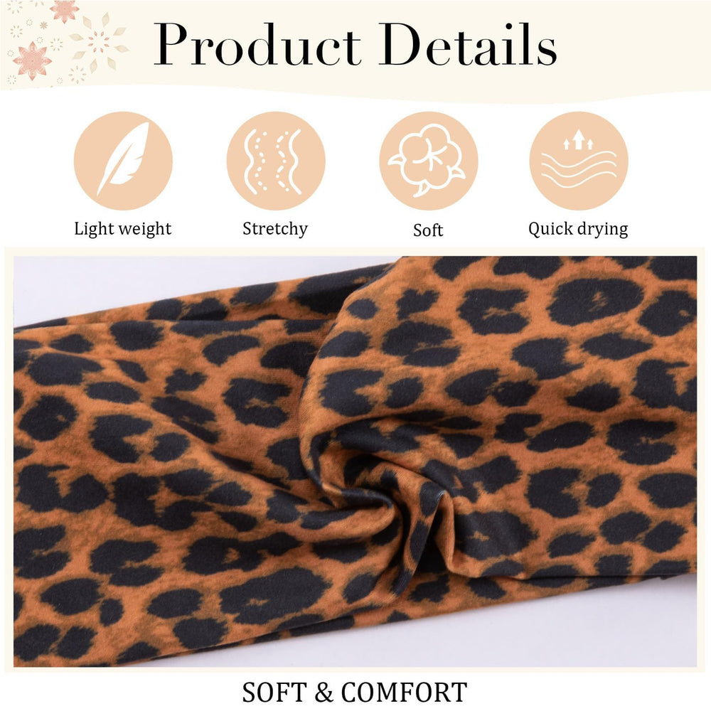 SENMAY leopard headbands secure during yoga or running with sweat-wicking performance.