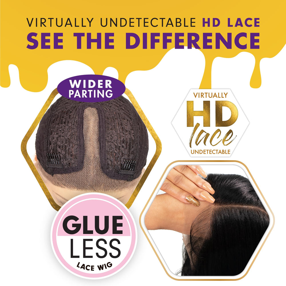 Sensationnel Butta Lace Wig deep parting close-up showing scalp illusion