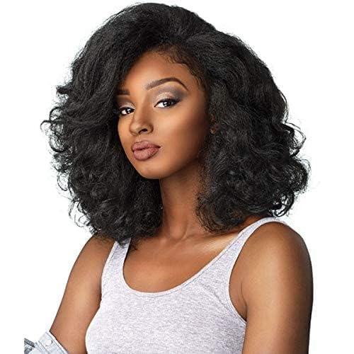 Sensationnel Curls KinksCo half wig blending with natural hair for a seamless look