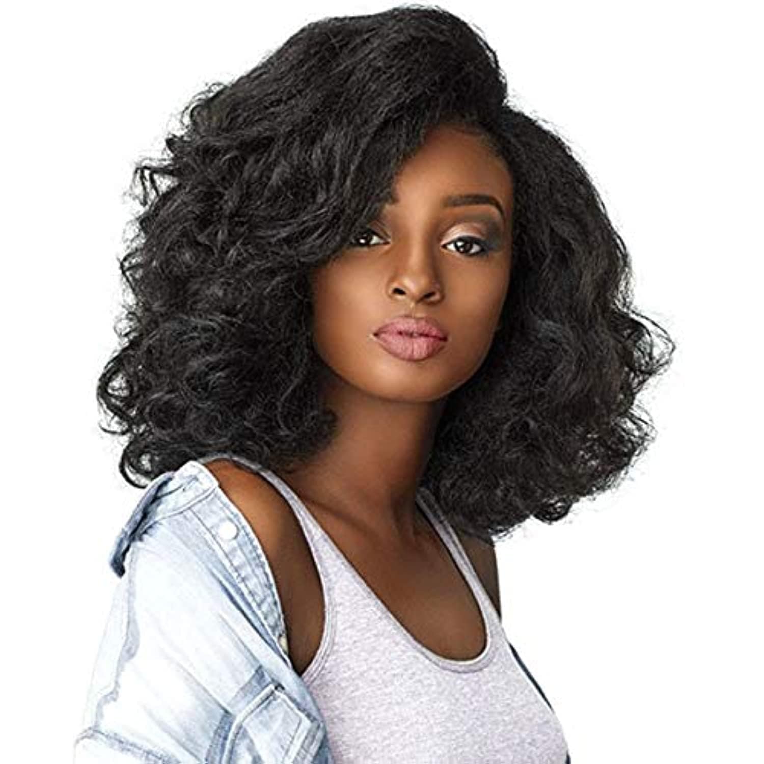 Sensationnel Curls KinksCo half wig cap closeup showing easy blend with natural hair