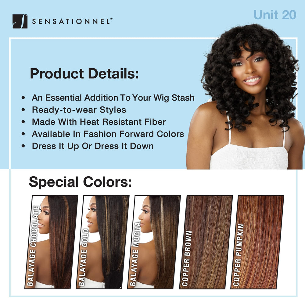 Sensationnel Dashly Wig Unit 20 color swatch displays 1B off-black shade