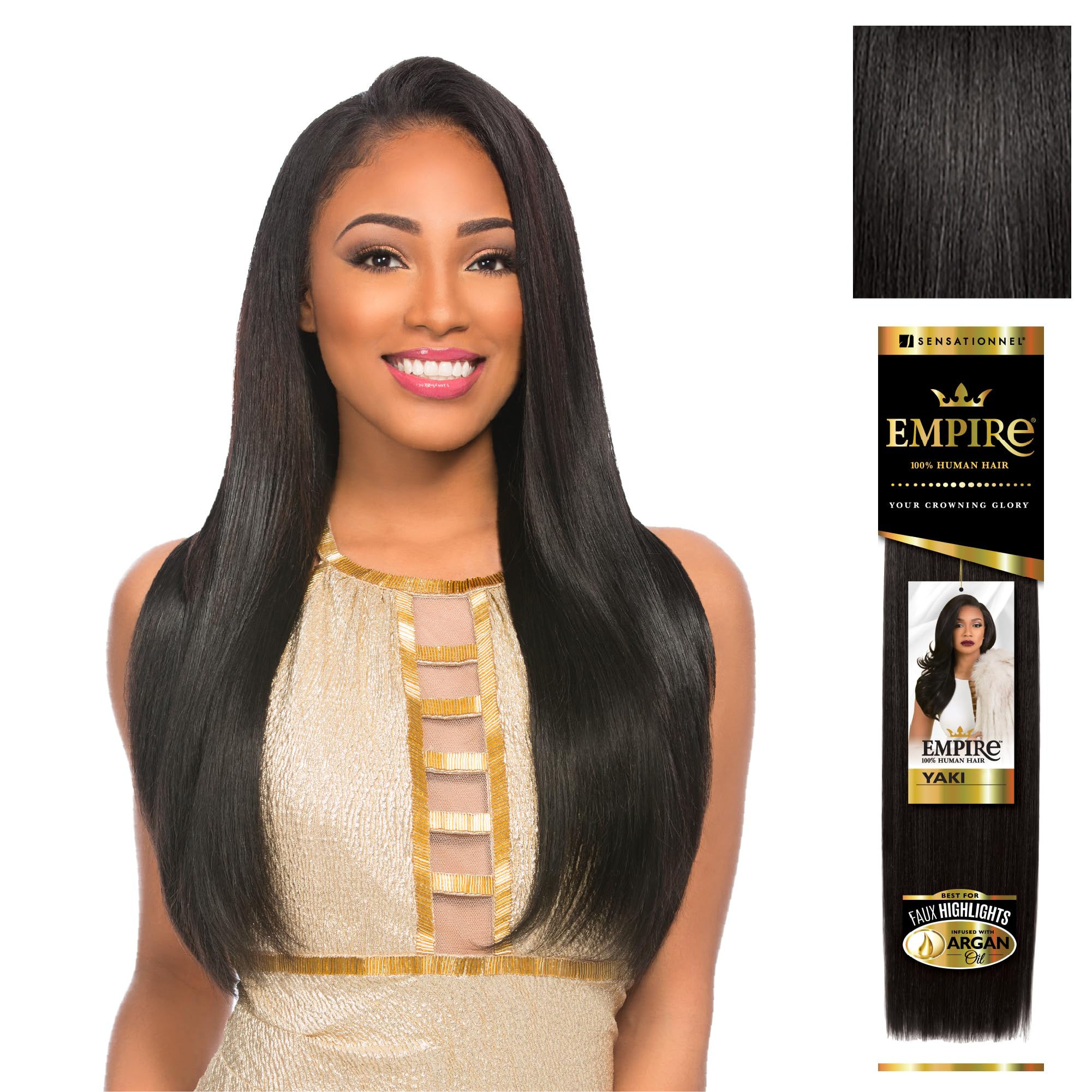 Sensationnel Empire Yaki 10-inch weave pack shows color 1B Off-Black for a natural start