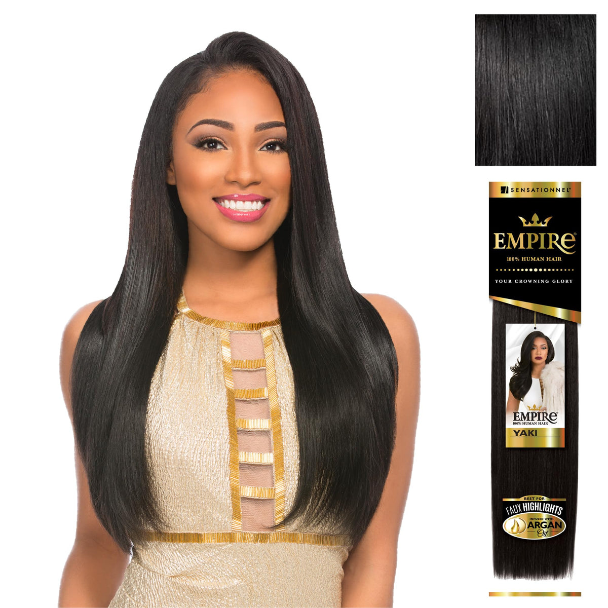 Sensationnel Empire Yaki 12in jetblack bundle for easy sew-in and natural movement.