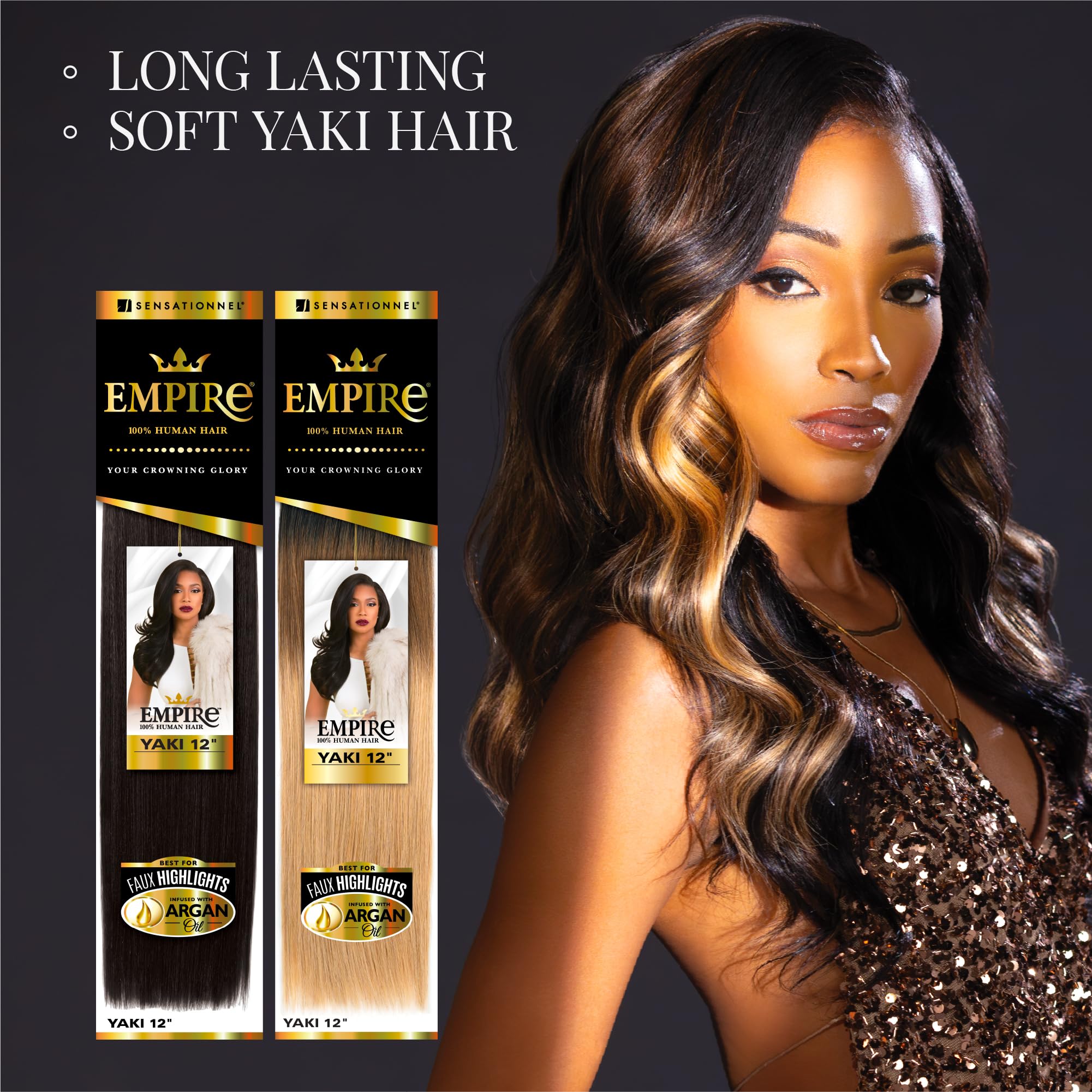 Sensationnel Empire Yaki 12in jetblack sew-in style ready for quick installation.