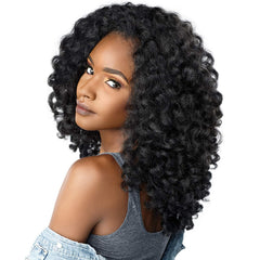 Sensationnel Half Wig Money Maker 1B front view shows textured curls for versatile styling.